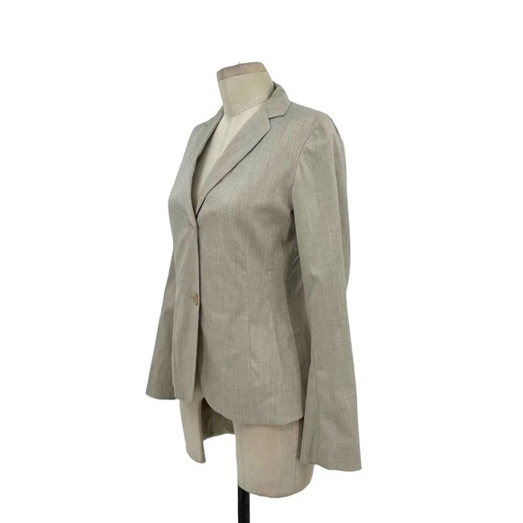 Jil Sander Cream Greige Wool Blend Two-Button Suiting Blazer‎ Size 34 / US 2 - Picture 4 of 9